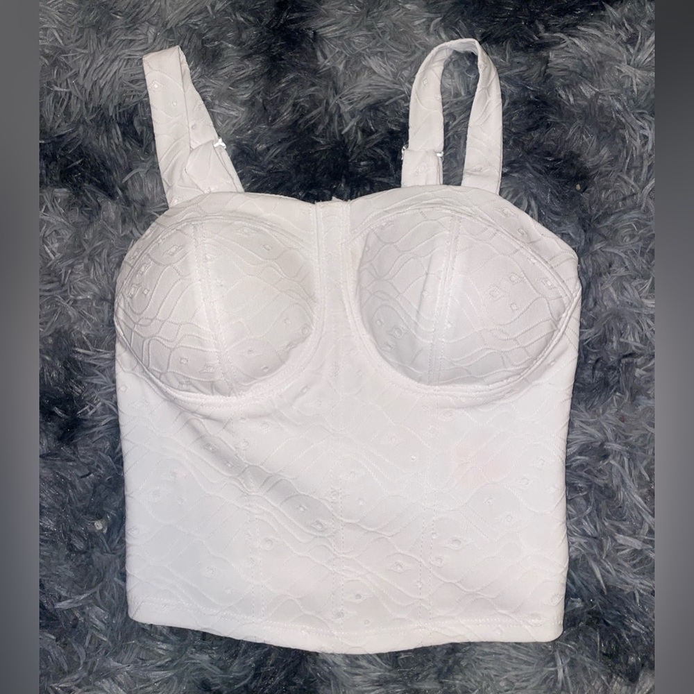 white lace, padded crop top